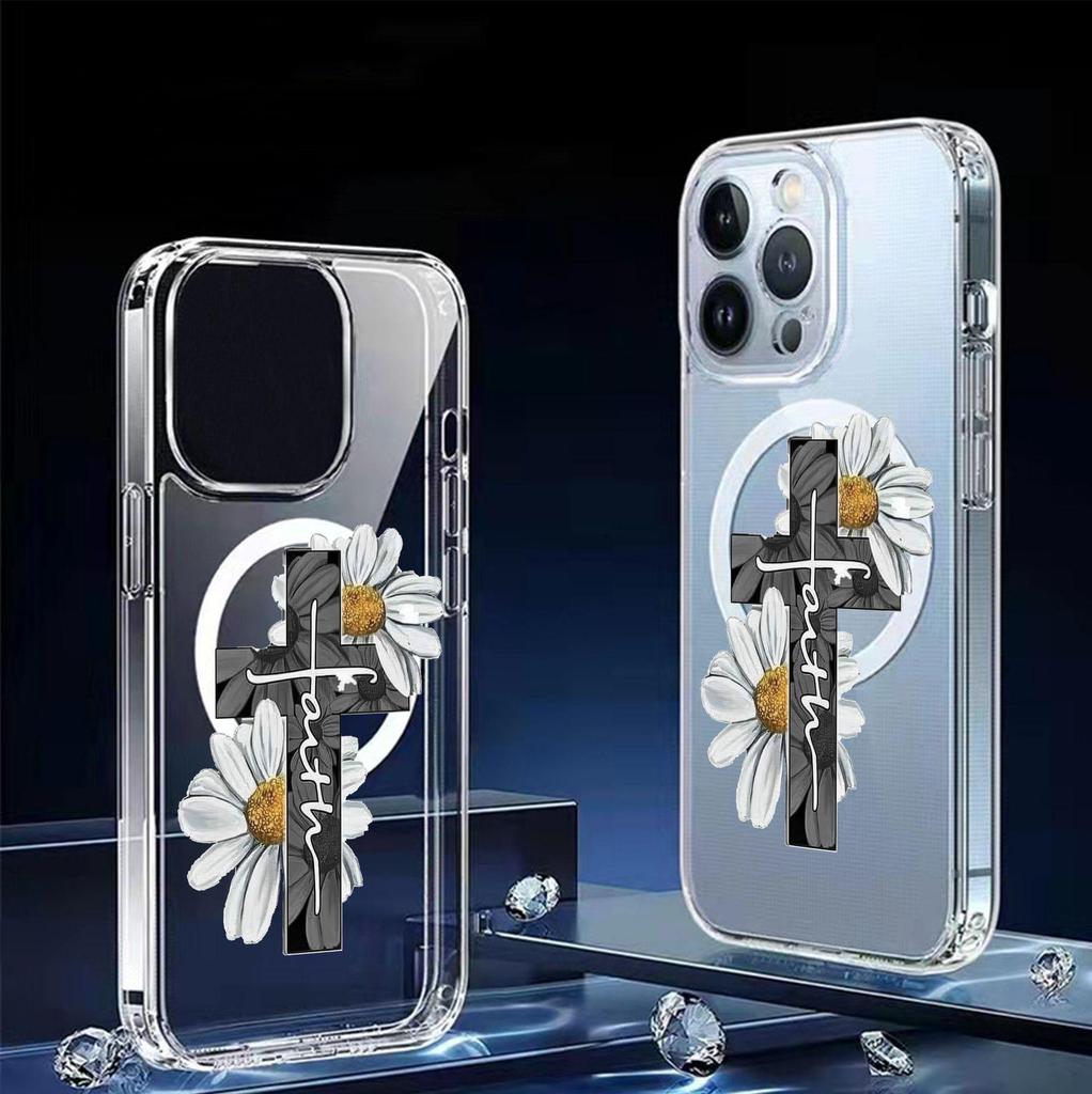 Daisy Magnetic Transparent Full Coverage Case for iPhone 15/16/17 Pro Max