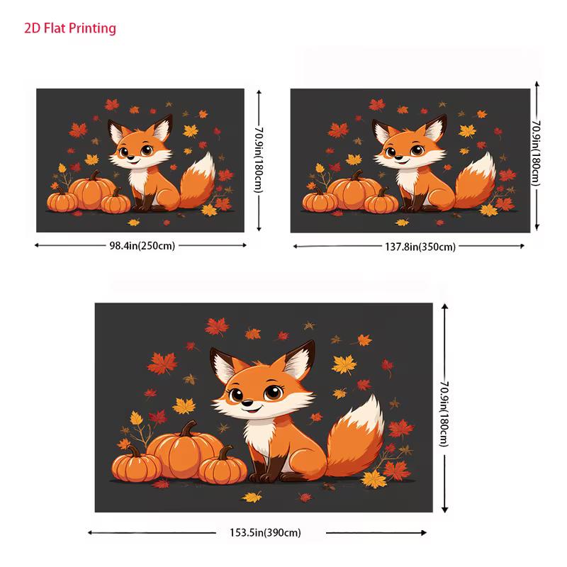 2D Fall Themed Backdrop 2D Cute Fox with Pumpkins Background for Thanksgiving Event Decoration