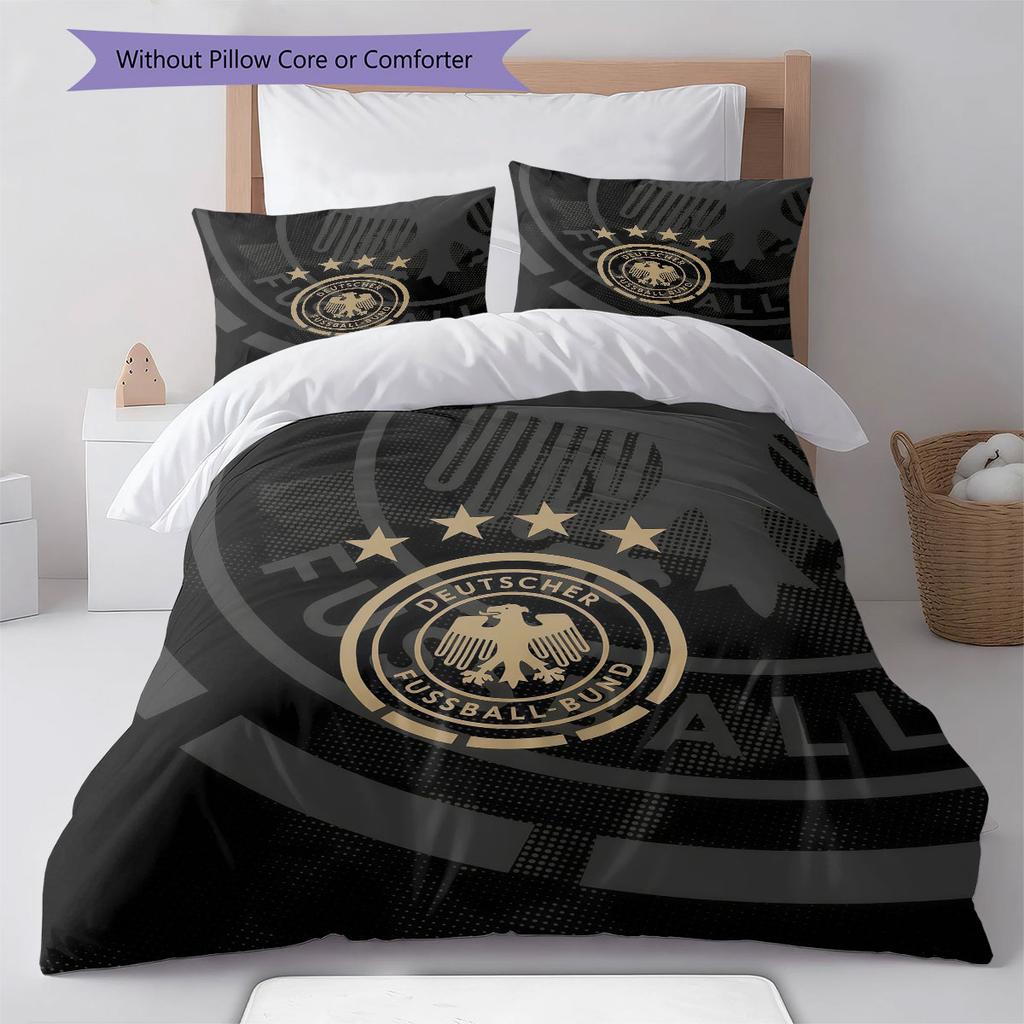 German Football Association Pattern Bedding Home Decoration Birthday Gift ( 1 duvet cover + 2 pillowcase, without core),fan merchandise.