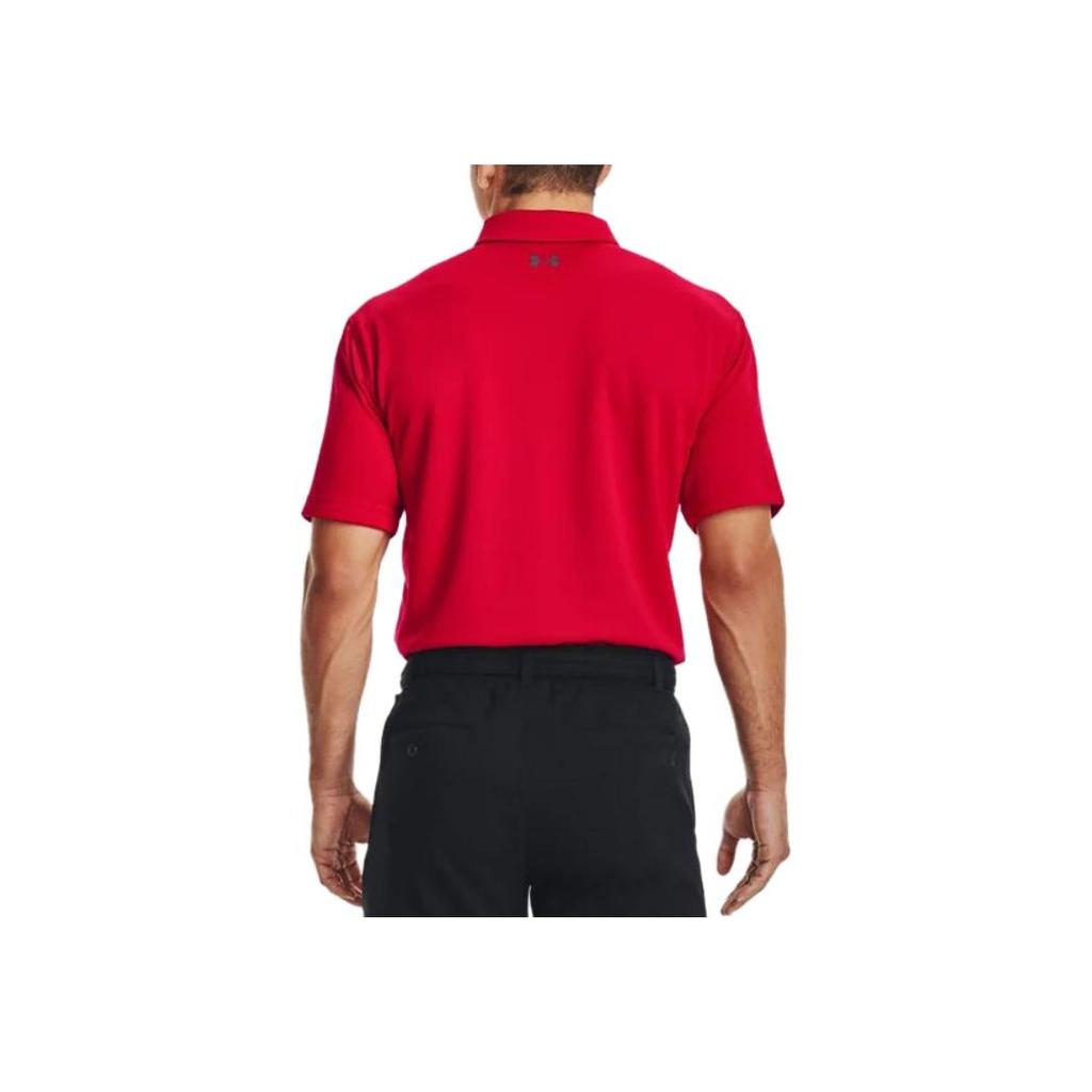 Under Armour Loose Fit Solid Color Printed Square Neck Polo Shirt Men tops Red 1290140-600