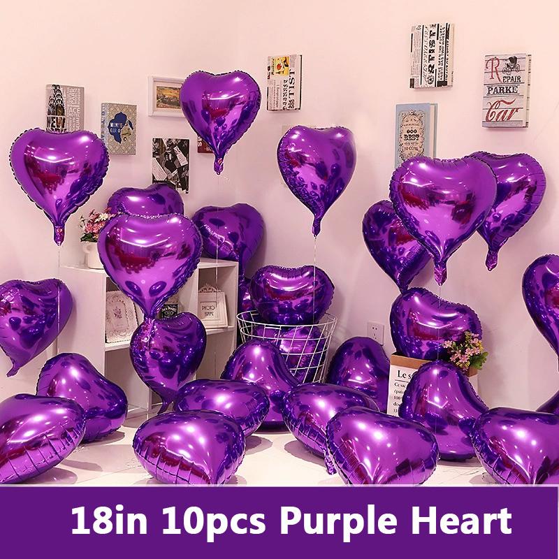 18-Inch Red Love Heart Star Foil Balloons Inflatable Helium Party Decor for Weddings Birthdays Celebrations 5 or 10 Pcs Set