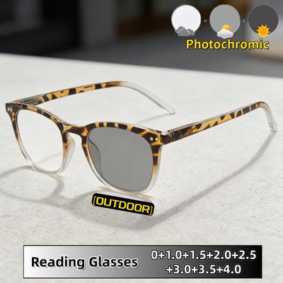 High-quality Fashion Photochromic Reading Glasses for Women Korean Version Vintage Tortoiseshell Frames Eyewear for Men 0TO +4.0