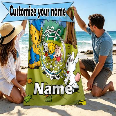 Custom Name Personalized Bamse Print Beach Towel, for Trip Camping Beach Party Home Decor, Birthday Gift for Family & Friends