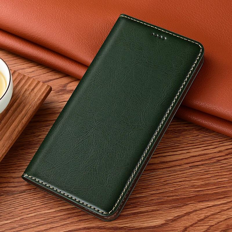 Phone Case for Samsung Galaxy S25 S24 S23 S22 S21 S20 FE Ultra Plus Edge Crazy Horse Genuine Leather Magnetic Flip Cover