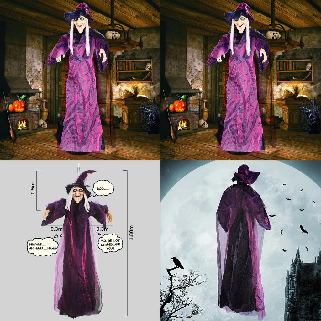 Large Sound Activated Witch Decoration For Halloween Party Ghostly Bar Atmosphere