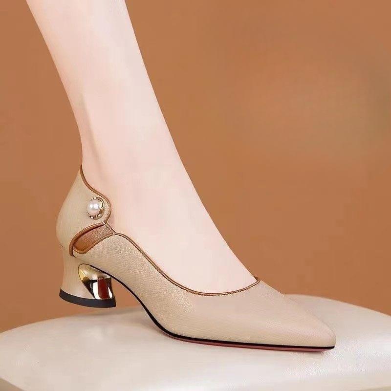 

Fashion Spring and Autumn Ladies Pumps Pointed Toe With Medium Heels Women s Shoes Y2k Young Chic Point Korean Style 2025 Trend Footwear 35