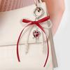 Sweet Red Cherry Pearl Keychain Bag Decoration Ribbon Bow Keychain Cute Backpack Hanging Decoration Gift For Best Friend