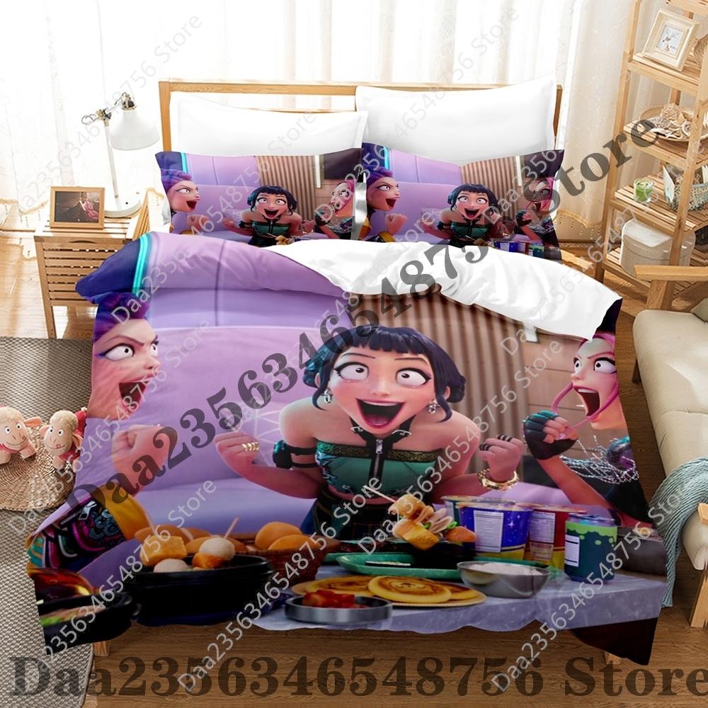 Set Biancheria da Letto Kpop Demon Hunters Singolo Gemello Matrimoniale Queen King Size Set Letto Saja Camere da Letto per Ragazzi Set Copripiumino Rumi Tuta Tre Pezzi