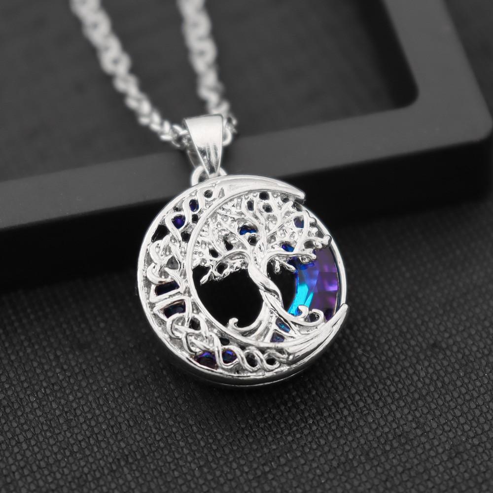 Personality Men's Hip Hop Hollow Pendant Moon God's Tree Necklace