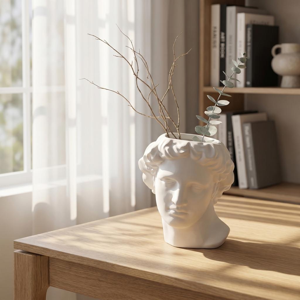 Modern Creative Resin Statue Vase Decorative Sculpture Desktop Ornament for Home Office Living Room Entryway Tabletop
