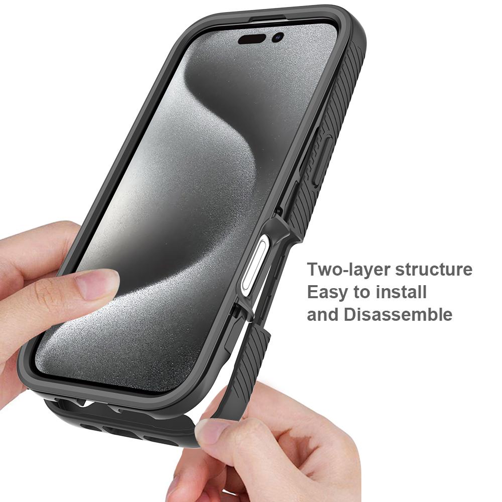 

For iPhone 16 Pro Case Anti-Drop 2-in-1 PC+TPU Phone Cover Dark Blue