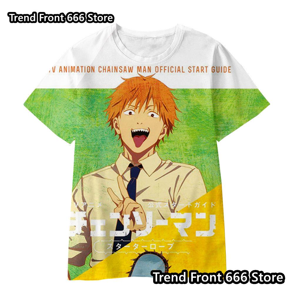 Chainsaw Man Anime 3d Prited Tops Boys Tshirt Girls Tshirts Children's Short Sleeve T-shirt Child Casual Clothes 4-14 Years