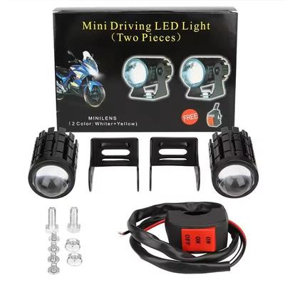 Motorcycle Mini Driving Light Dual Colo for Headlight Auxiliary Spotlight Lamp R ATV Scooter Moto Fog Light Accessories 9-36V