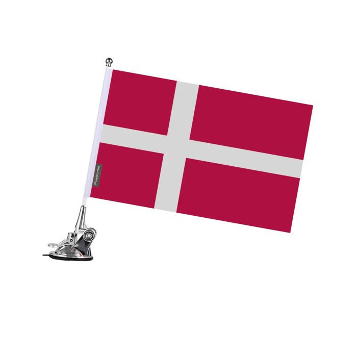 Drapeau - Danemark - 27 X 35 Cm - Mât À Ventouse - Polyester - Impression Recto/verso