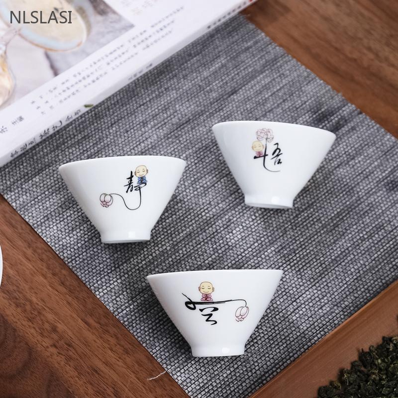 6pcs Dehua White Porcelain Tea Cups Suit Exquisite Custom Ceramic Teacup Home Porcelain Tea Accessories Chinese Drinking Set