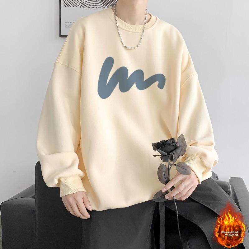 

Свитер с круглым вырезом, мужской тренд, осень и зима, принт, свободный, большой размер, повседневный, утолщенный, флисовый, спортивная куртка 5XL