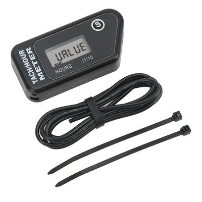 Inductive Digital Tach Hour Meter IP68 Waterproof Motorcycle RPM Counter Black for Lawn Mower Dirt Bike