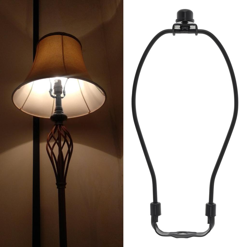 Black Lampshade Harp Holder Bracket with Finial Cap, Anti-Rust Lamp Parts for Table and Floor Lamp