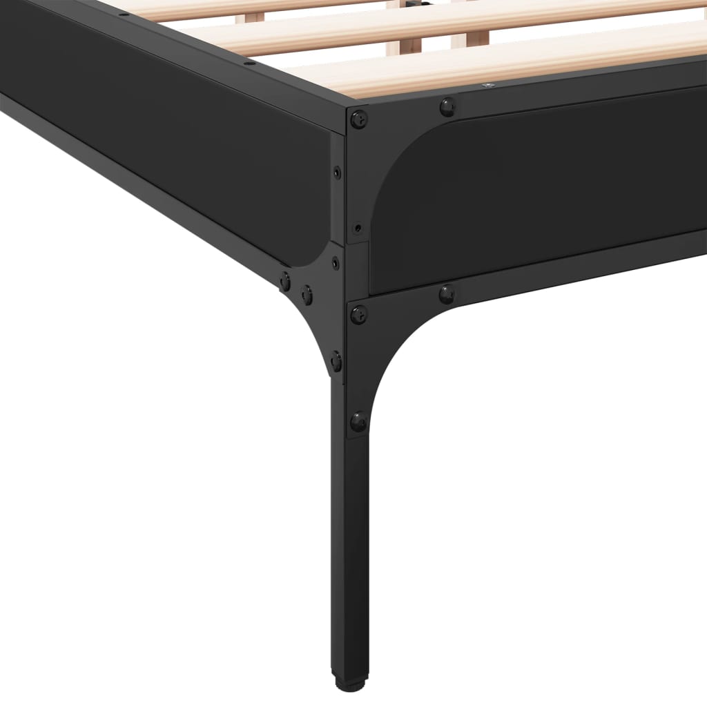 Bed Frame Black 150 x 200 cm Particleboard and Metal
