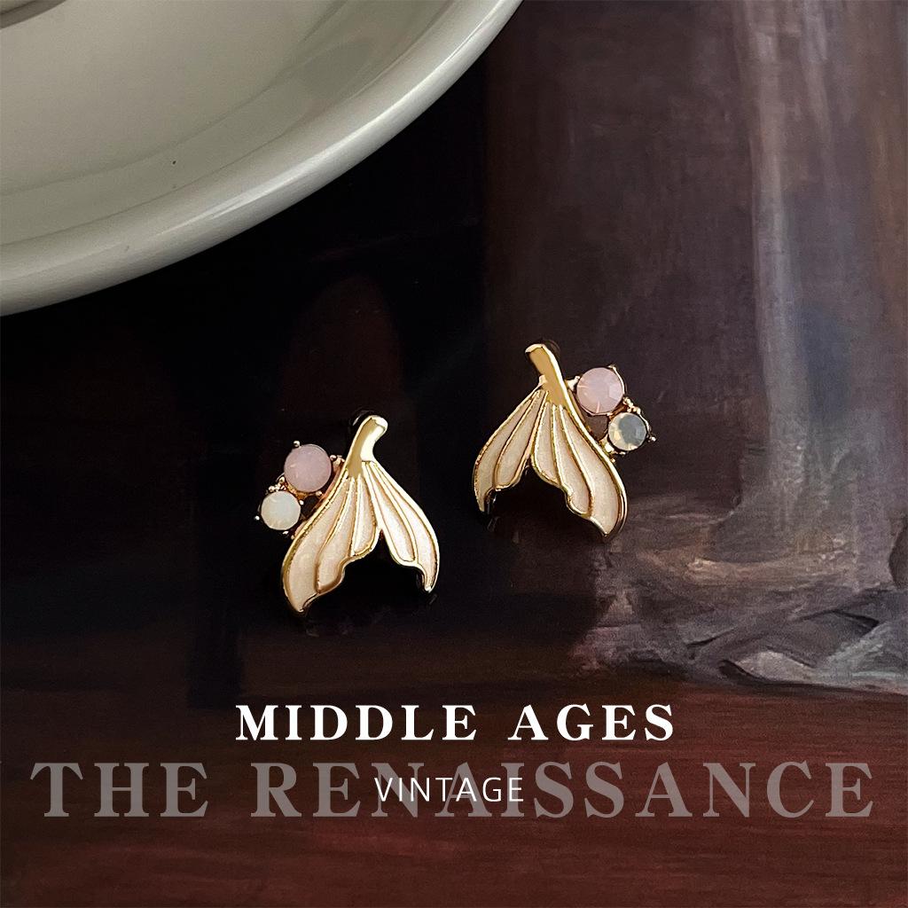 Эмалевые серьги-рыбий хвост с подтеками масла ретро французский литературный дизайн серьги женские