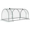Greenhouse, Hothouse with Door, Cold Frame, Plant House, Plant Growing, Steel, Plastic, 200 x 100 x 80 cm, Green
