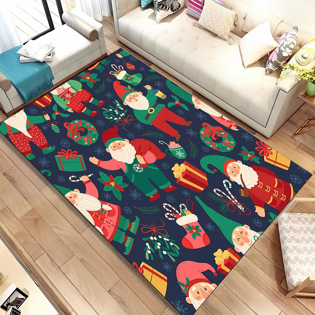 Fofo Pai Natal Árvore de Natal Feliz Desenho Animado Festival Tapete de Presente para Sala de Estar Quarto Casa Decoração de Sofá, Antiderrapante