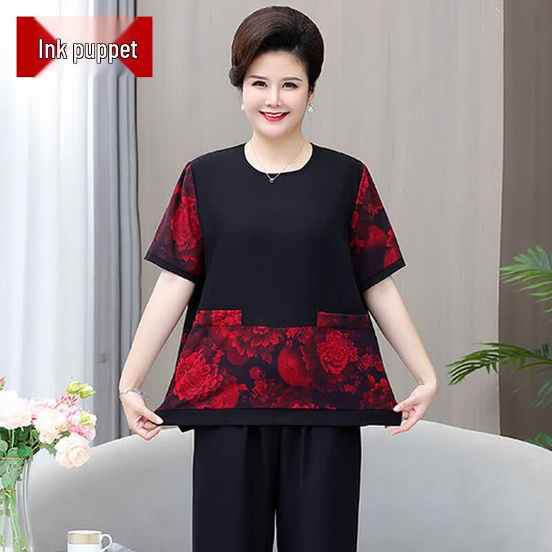 

Mo ou Plus Size Short Sleeve Two-Piece Set for Women 7XL