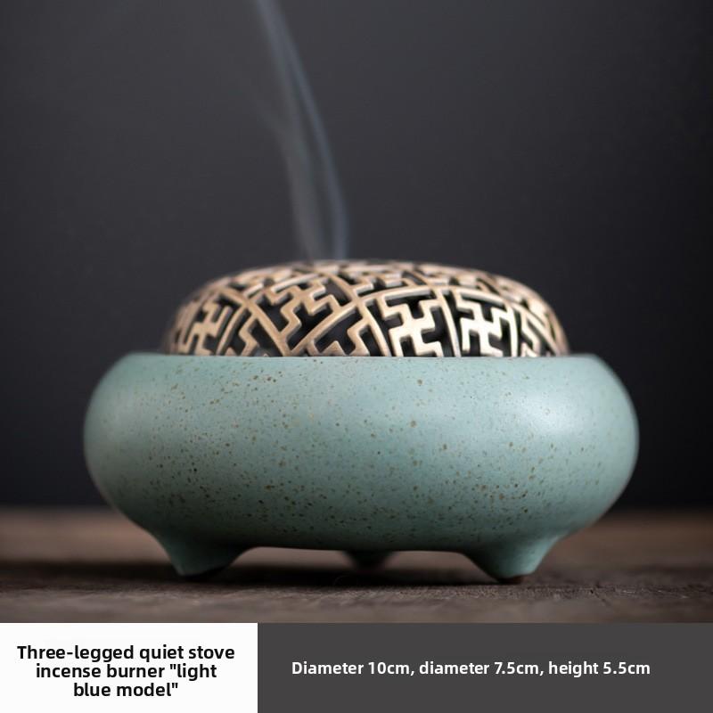 Antique Ceramic Plum Orchid Bamboo Chrysanthemum Incense Burner Home Decor Tea Table Aromatherapy Set