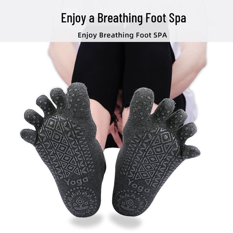 Five-Toe Anti-Slip Yoga Socks with Heel Protection Gel for Indoor Fitness and Dance