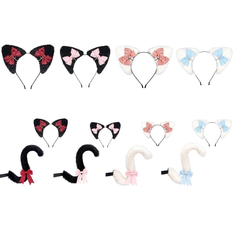 Themed Party Ear Headband with Soft Plush Texture, Ribbon Detail and Hanging Charm for Costume Styling and Photos