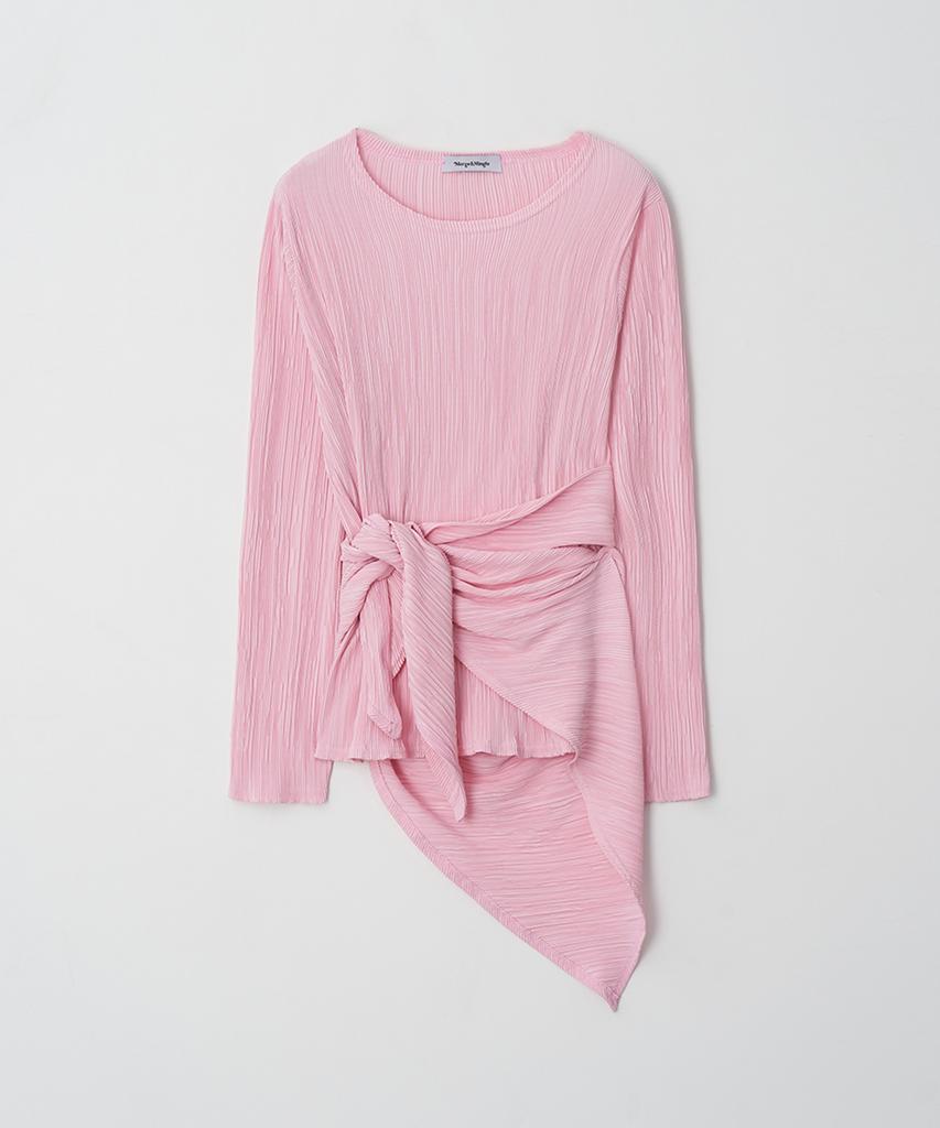 Meojiaenminggeul Iconic Pleats Wrap Scarf Blouse T (Pink)