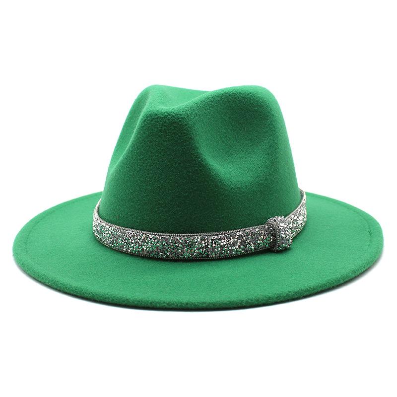 2021 Autumn Men'S And Women'S Woolen Hats, Solid Color Jazz Top Hats, Crystal Diamond Gift Hats