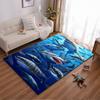 Shark Pattern Carpet with Ocean Theme, Blue Design Home Decor Mat Suitable for Use As an Anti-slip for Living Room Bedroom Sofas