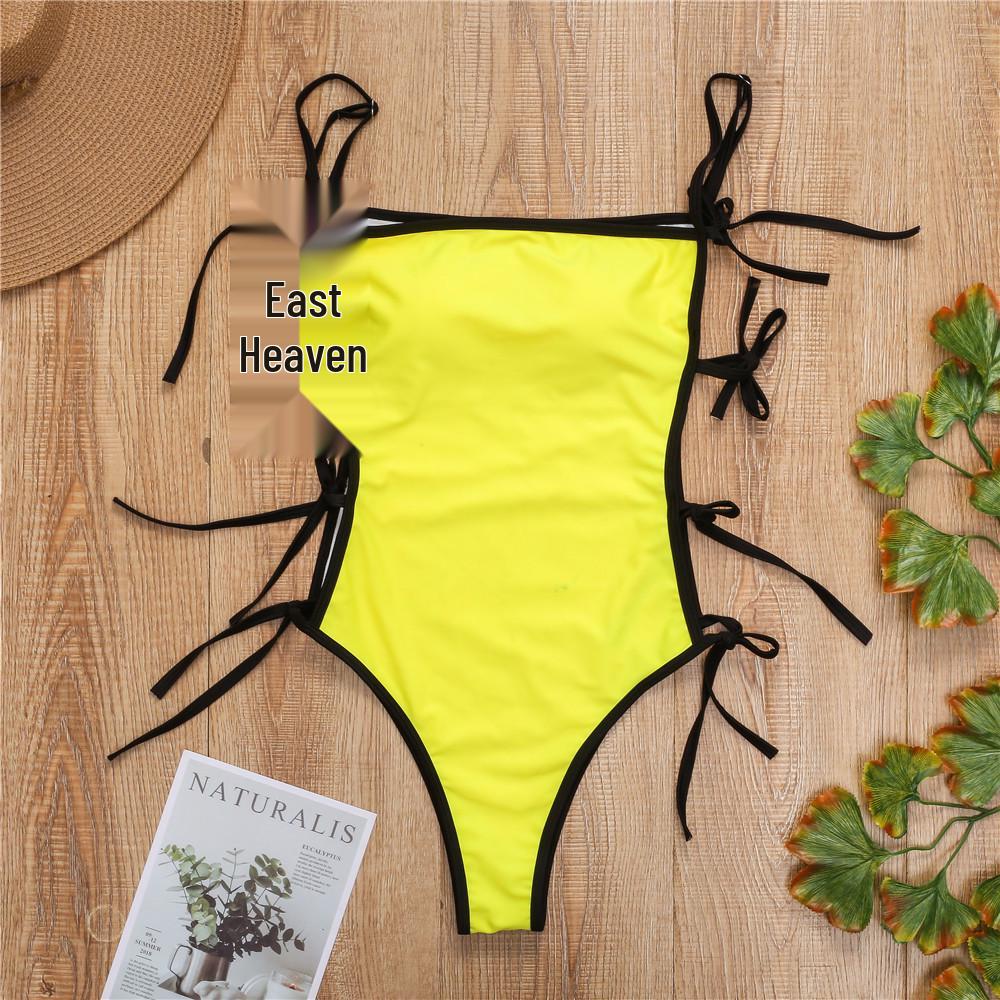 Shencai European & American Solid Color One-Piece Swimsuit with Sexy Straps (Model: ZY057)