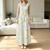 Women's Sleeveless Crew Neck Maxi Dress, Floral Print, A-Line, Polyester, Casual Summer Vacation