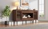 140×35×71cm MDF, Side Cabinet, Living Room Sideboard with 4 Drawers & 2 Slatted Doors, 5 Solid Wood Legs, up to 70kg Load Capacity, Walnut Colour