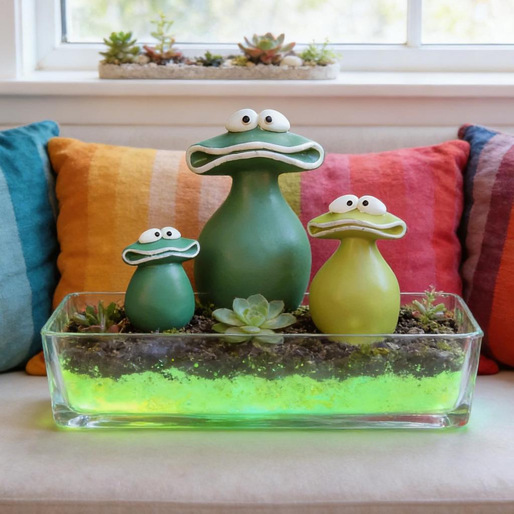 Frosch Gartenstatue 3-teilig Wetterfestes Harz Außen Großer Mund Frosch Hoffiguren für Innen Außen Hof Terrasse Hinterhof
