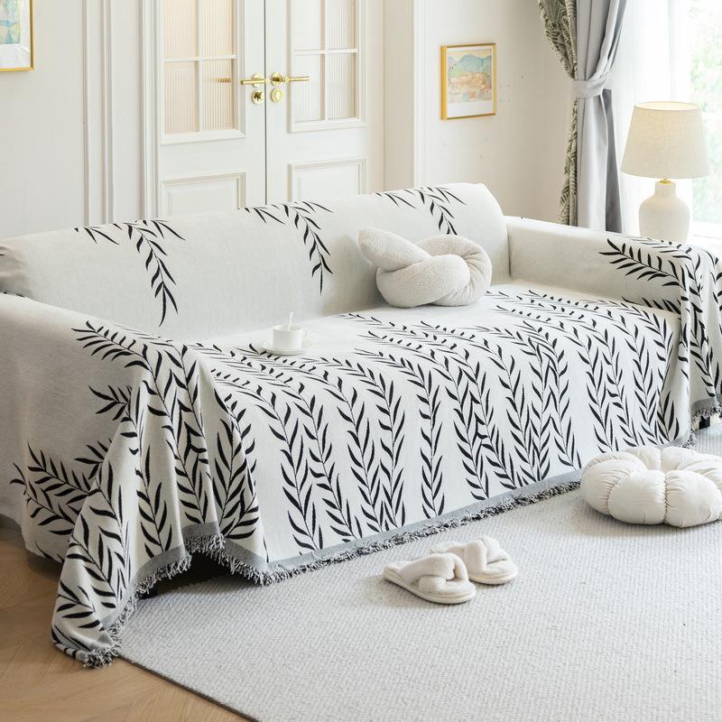 

Скандинавские одеяла для дивана из синели с принтом плакучей ивы, большое одеяло для дивана, пляжное полотенце для отдыха, дорожный коврик с кисточками, лен для дома 180x130cm S