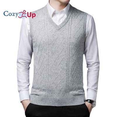 Men's Sweater Vest V Neck Sleeveless Pullover Sweaters Cable Knitted with Ribbing Edge