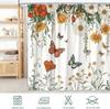 Floral Butterfly Shower Curtain Vintage Flower Rustic Farmhouse Wildflowers Green Leaves Botanical Boho Floral Vine Retro Plant