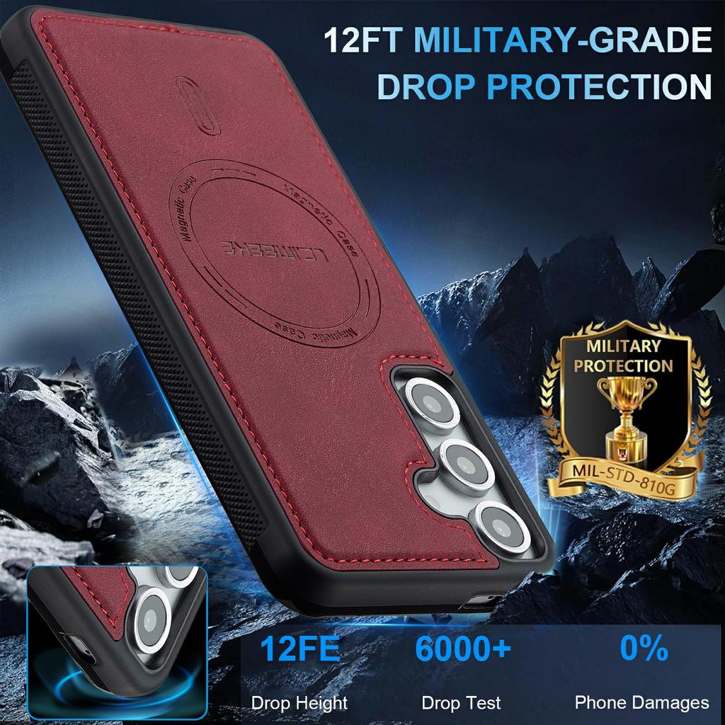 LC.IMEEKE L6 For Samsung Galaxy A37 5G Magnetic Case PU Leather Coated PC TPU Phone Cover