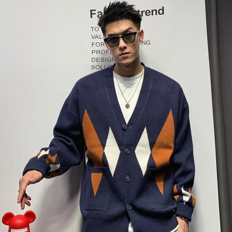 Cardigan en maille tendance coupe ample pour homme - Style Hong Kong High Street Printemps
