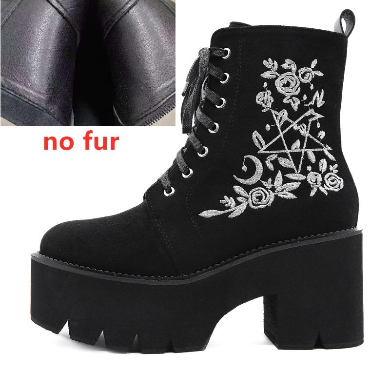 Fashion AIYUQI 2025 new women's ankle boots Lace-up thick-soled short boots for women Large-size embroidered winter female shoes