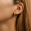 K Real Gold Plated Zircon Inlaid Chic Business Women Ear Hoop Earrings