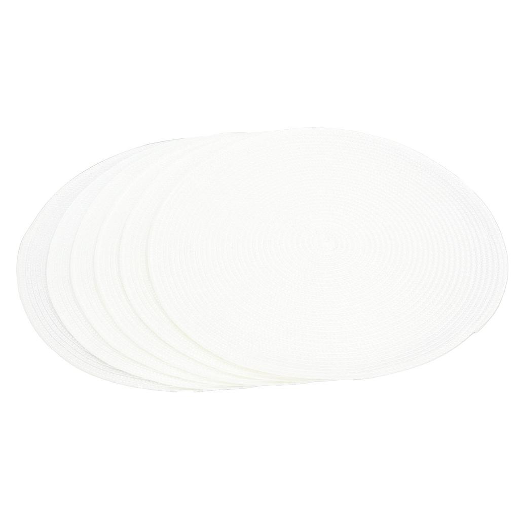 6 stk Rund brikkevev Vevd Hvit Bordmatte Varmeisolering Lett å rengjøre Allsidig spisetilbehør