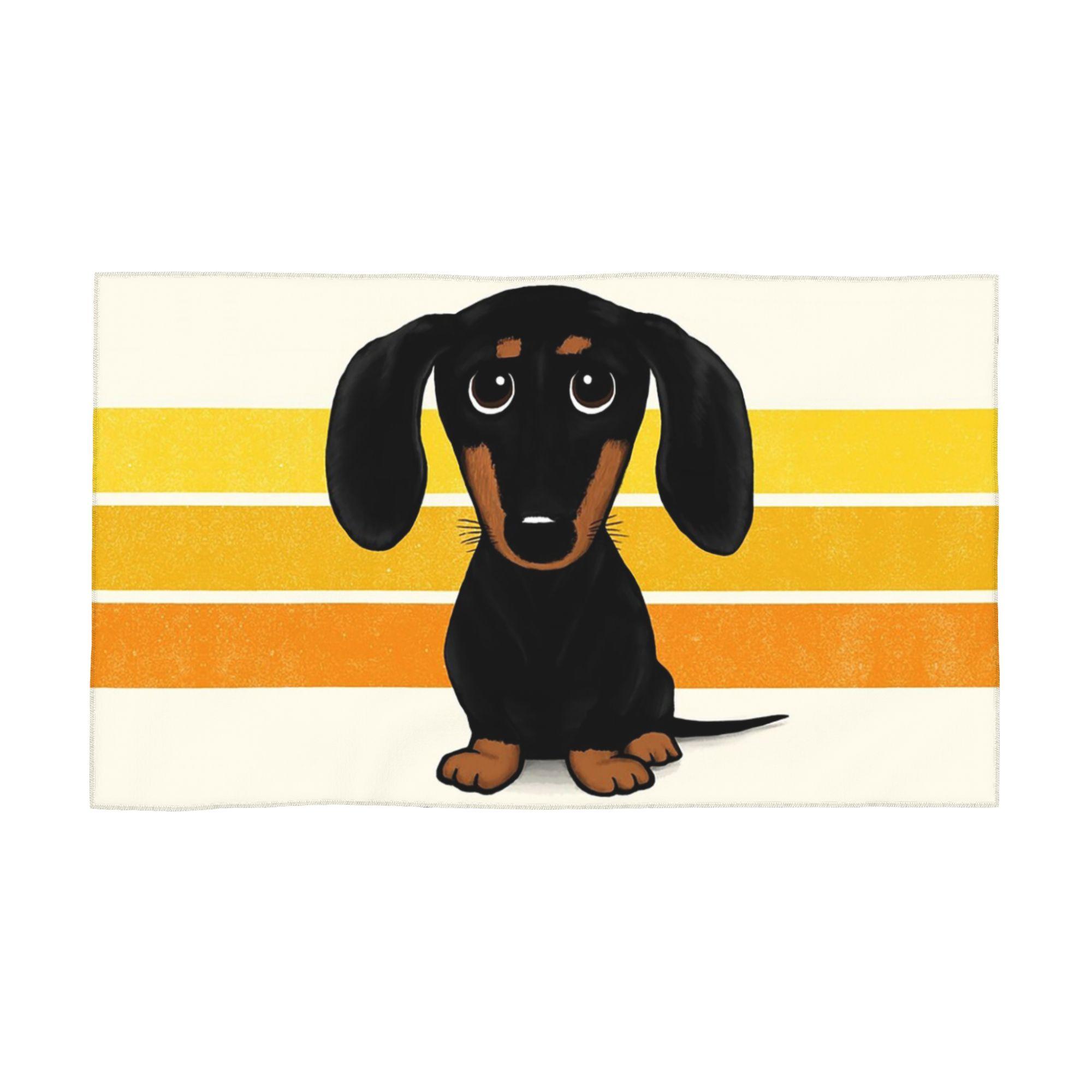 

Cute Black and Tan Smooth Coated Dachshund Cartoon Dog Soft Face Towel Quick Dry Pool Bath Cotton Towels Absorbent Quick W40*H60(CM)
