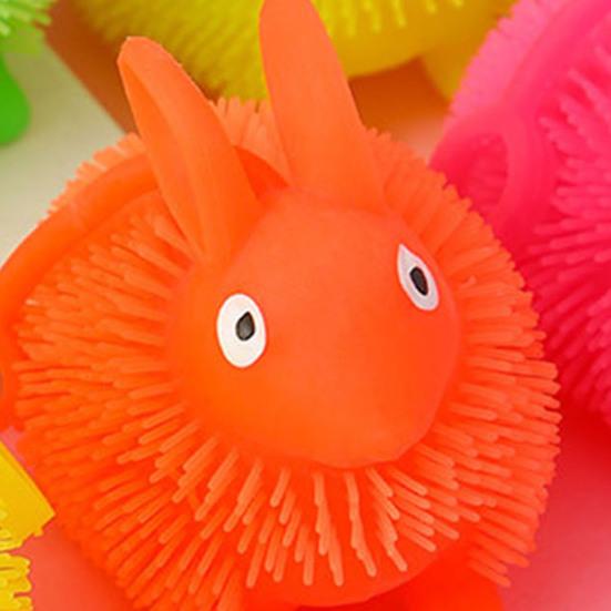 Luminous Glowing Ball Fluffy Bunny Stress Ball Soft TPR Fidget Toy with Color-Changing Lights Sensory Decompression Gadget for Kids Adults