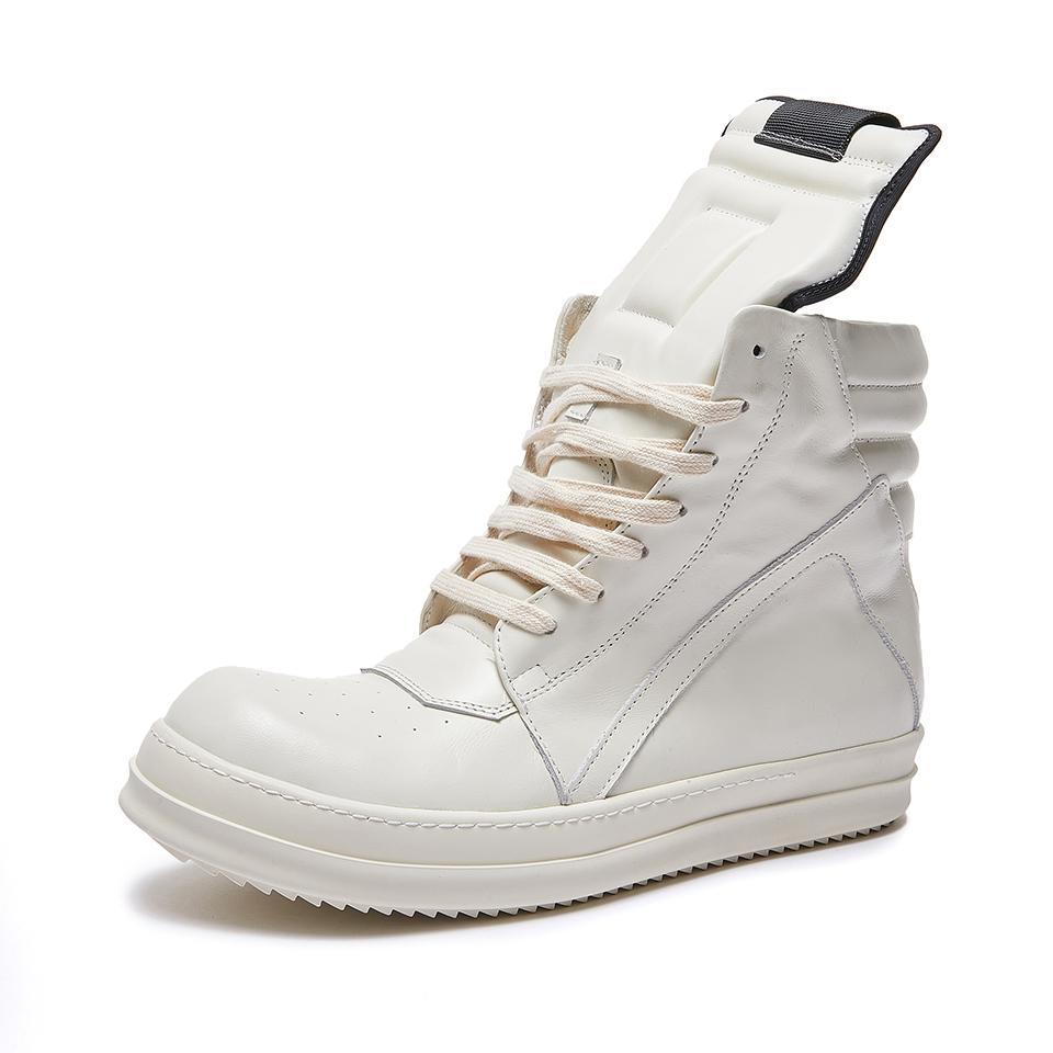 

Брендові дизайнерські чоловічі черевики до щиколотки, повсякденні жіночі кросівки, біла шкіра, шнурівка, взуття з перевернутим трикутником, на блискавці, висока якість, взуття RO 48 слонова кістка