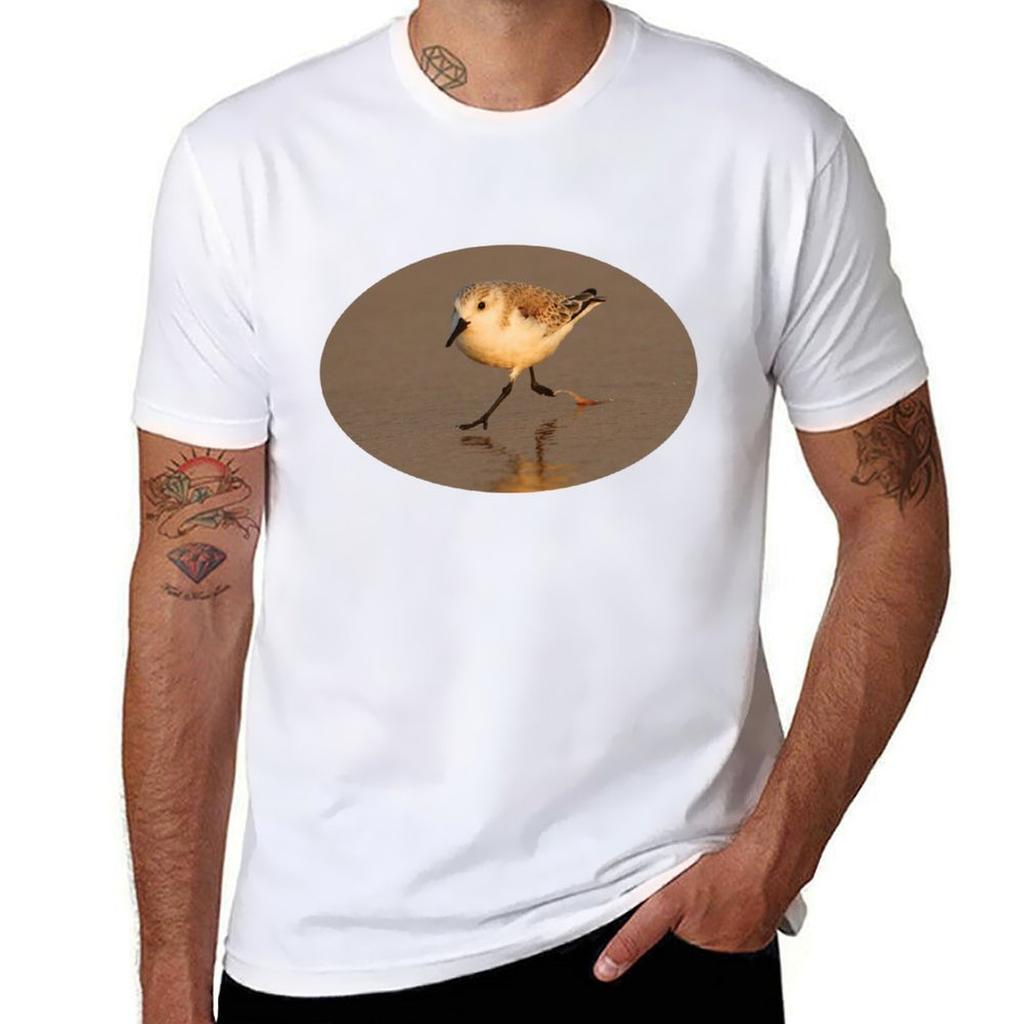 Sandpiper Running on Beach TShirt Stylish Graphic Short Sleeve Top