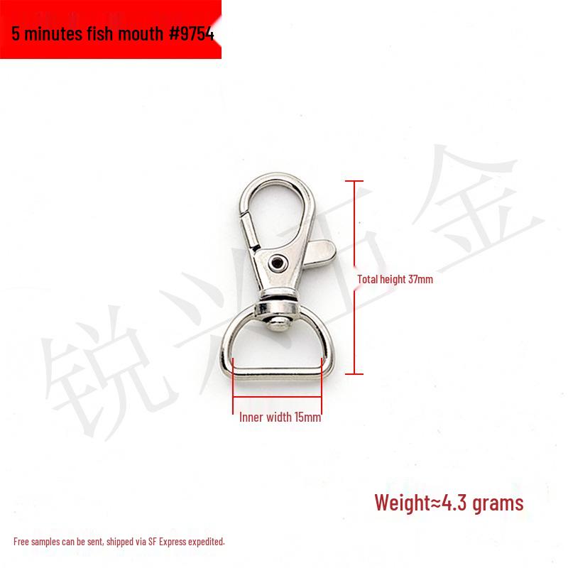 Zinc Alloy Fish Mouth Buckle for Dog Luggage, Shoulder Straps, Keychains, and Webbing.